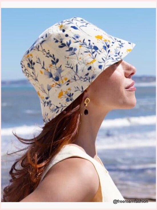 Reversible Floral Bucket Hat Unisex Sun Protection Fisherman Cap main image 4